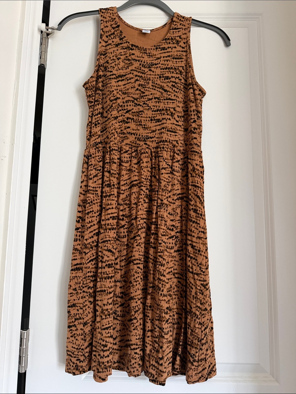 Brown printed old navy fit & flare dress